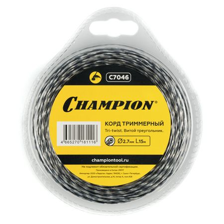 леска для триммера CHAMPION Tri-twist 2,7мм 15м витой треугольник 5 пар 10 пар 8mp пассивный hd видео балун трансмиссия 4k bnc балун cctv витой передатчик для ahd cvi tvi камеры