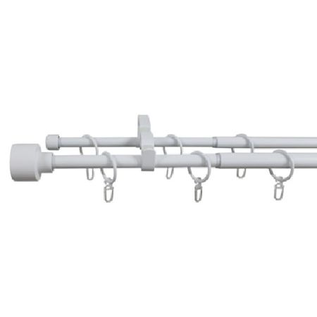 карниз телескоп. 2-рядный UGO LOKS 160-300см 16/19мм белый матовый наконечник денео, арт.580970 карниз 2 рядный уют 28мм 300см арт 2005760