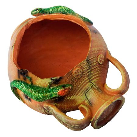 фигура садовая с кашпо Амфора с ящерицами h22см d16см