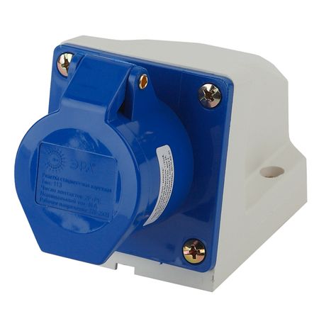 розетка силовая стационарная ЭРА 2Р+Е 16А 220В IP44 синий круглый кулисный переключатель kcd1 220в синий