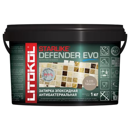 затирка для швов LITOKOL Starlike Defender Evo 1-15мм 1кг серо-бежевая затирка для швов litokol starlike evo эпокс 1 15мм 2 5кг светло бежевая