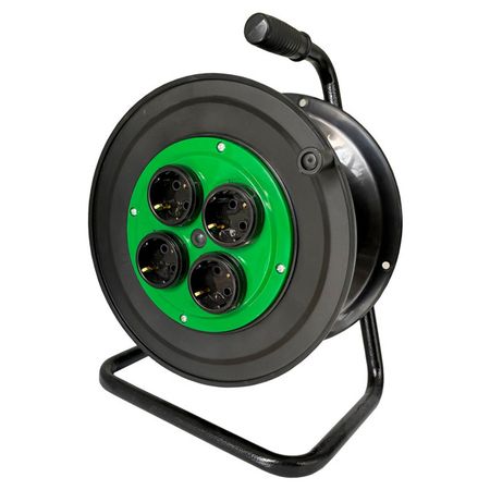 удлинитель на катушке 4 гнезда СВЕТ 30м б/з 6А IP20 черный удлинитель на катушке navigator 4 гнезда пвс б з с выкл ip20 2х0 75мм 6a 30м