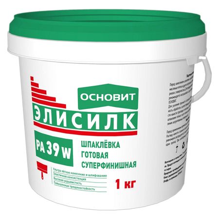 шпатлевка готовая ОСНОВИТ Элисилк РА39W суперфинишная 1кг, арт.86654 шпатлевка готовая neomid универсальная 5кг арт н шпат трещ 5