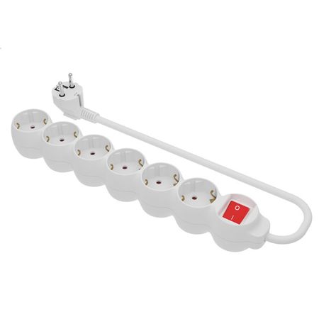 удлинитель SIMON BRICO 6-местный 1,5м с выключателем IP20 белый удлинитель 3м 3 местный б з 2х0 75мм кв