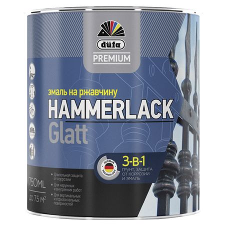 эмаль алкидная DUFA Hammerlack по ржавчине 0,75л RAL 9010 белая, арт.Н0000004451 эмаль алкидная dufa hammerlack по ржавчине 0 75л ral 9006 серебристая арт н0000007178