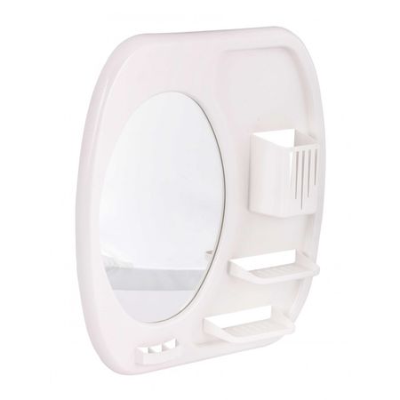 зеркало для ванной Аква 45х39см белый пластик машина посудомоечная отдельностоящая бирюса dwf 410 5 w 45см 10копмлектов белый