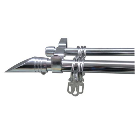 карниз телескоп. 2-рядный UGO LOKS 160-300см 16/19мм хром наконечник скол, арт.580943 карниз 2 рядный уют 28мм 300см арт 2005760