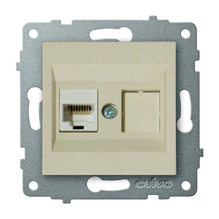 розетка 1 пост компьютерная OVIVO Лофт CAT6 крем переключатель 2 клавишный ovivo loft проходной крем