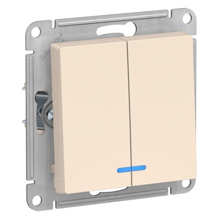 выключатель 2-клавишный SYSTEME ELECTRIC Atlas Design 10А с/и бежевый