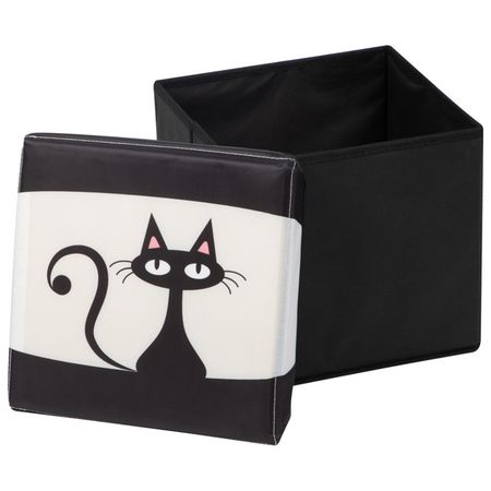 пуф складной Кот с отделением для хранения 300x300x300мм черно-белый полиэстер/МДФ черно белый для подушки nordic 30x50 см