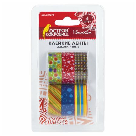 лента клейкая п/п 6шт 15мм 5м декоративная в асс-те mengtai kawaii розового мира золотая декоративная клейкая лента