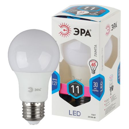 лампа светодиодная ЭРА 11Вт E27 880Лм 4000K груша лампа светодиодная эра 11вт е14 880лм 2700к шар