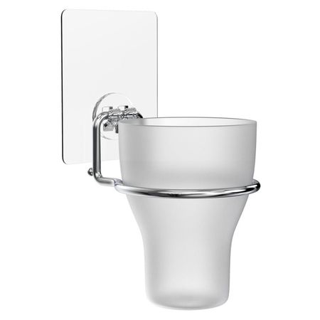 стакан для ванной одинарный KLIEBER Lite на силиконовом креплении пластик хром мыльница подвесная klieber lite на силиконовом креплении