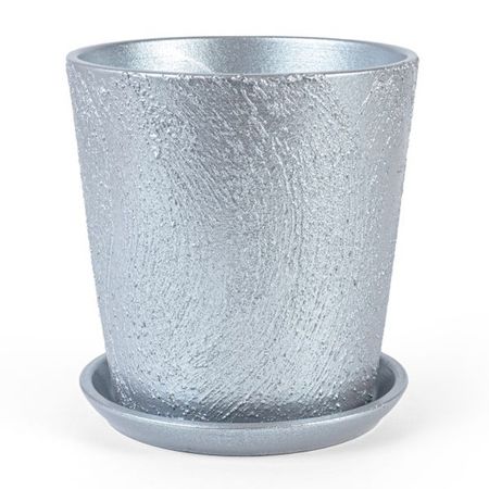 горшок керамический с поддоном Лаке 2,6л d18см h18,5см конус металлик