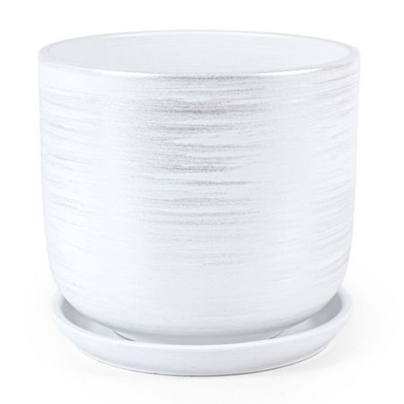горшок керамический с поддоном Галактика 1,6л d15см h13см цилиндр белый