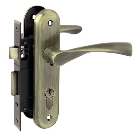 ручка дверная с замком PALLADIUM AL 1613 античная бронза 1 ригель деревянные угловые кронштейны античная бронза 10 шт