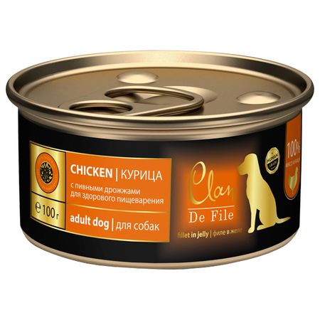 корм для собак CLAN De File с курицей банка 100г сухие корма farmina вет корма для собак при мкб струвитного типа 2 кг