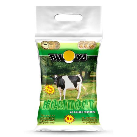 удобрение органическое Биуд-Компост марки КРС (коровий) 5л. удобрение органическое конский навоз в гранулах 2 л