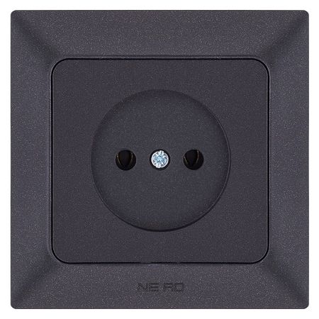розетка 1 пост NE-AD Aras б/з 16А 250В металлик черный