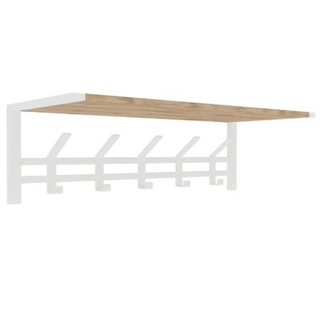 вешалка настенная с полкой ТОРОНТО 5 крючков 670х270х270мм металл/ЛДСП белая/дуб вотан вешалка настенная сириус 5 крючков 780х1000х316мм лдсп белая