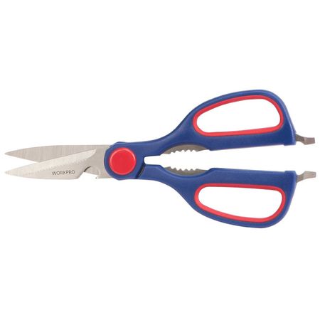 ножницы бытовые WORKPRO 215мм металлические многофункциональные скрепки 3 шт