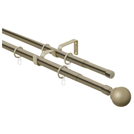 карниз телескоп. 2-рядный ARTTEX 160-300см 16/19мм золото антик наконечник шар, арт.15.650 карниз 2 рядный уют 28мм 300см арт 2005760