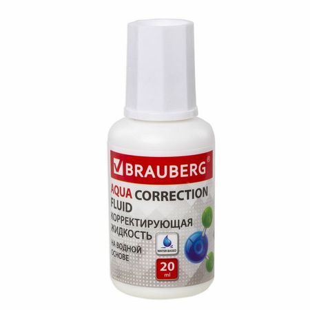 жидкость корректирующая BRAUBERG Aqua 20мл с кисточкой