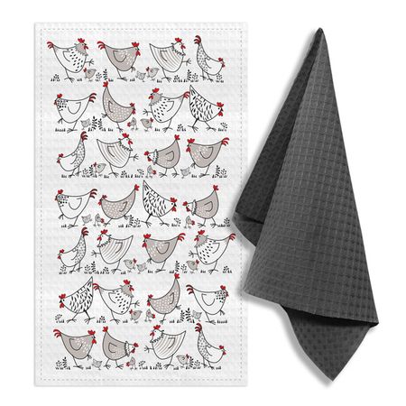 комплект полотенец кухонных ваф. Веселые курочки 35х60см 2шт серый, арт. НК-46В20-Курочки комплект полотенец кухонных ваф таксы 35х60см 2шт   арт лв 308 таксы