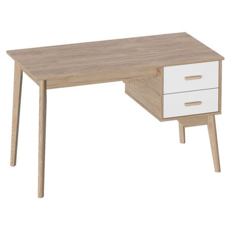 стол письменный с тумбой Калгари 1216x576x750мм дуб натуральный светлый/белый матовый натуральный кристалл кварц белый кластер