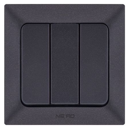 выключатель 3-клавишный NE-AD Aras металлик черный переключатель 1 клавишный ne ad aras крем