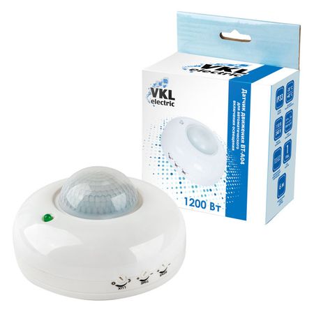 датчик движения VKL electric BT-А04 угол обзора 360 градусов IP 33 дальность 6м датчик движения redmond skyguard rg d31s угол обзора 120 градусов ip44 дальность 8м