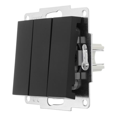 выключатель 3-клавишный LEZARD Vesna чёрный бархат