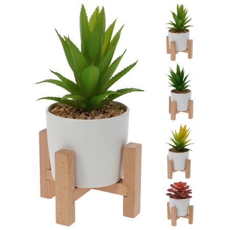 растение искусственное Суккулент в горшке в дер.подставке 16см в асс-те растение искусственное maxijoy ок 16см шампань полиэстер металл