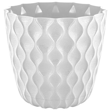 горшок для цветов InGreen Wave с дренажной сеткой и съемным поддоном 0,65л d115мм белоснежный жасмин горшок для ов ingreen wave с дренажной сеткой и съемным поддоном 2 5л d175мм вулканический серый