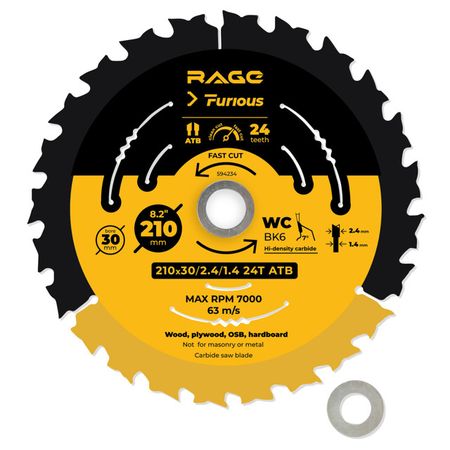 диск пильный RAGE Furious Fast cut по дереву 210х25,4/20/16мм 14 зубьев диск пильный rage furious fast cut по дереву 210х25 4 20 16мм 14 зубьев