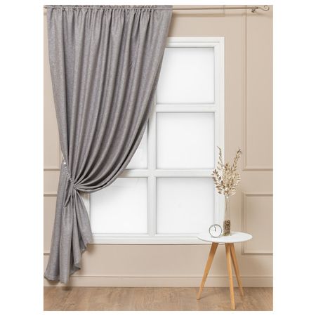 штора портьерная на шт.ленте AMORE MIO димаут 200х260см серая, арт.93269