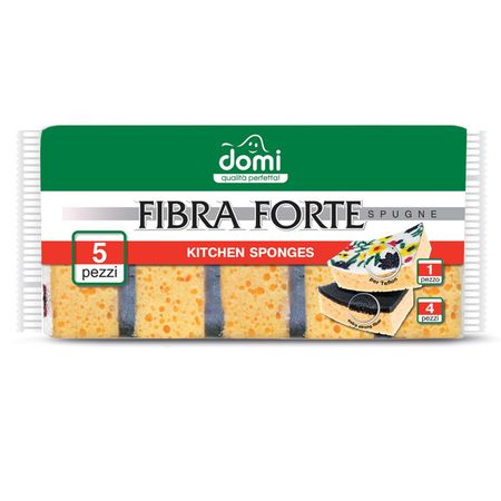 набор губок DOMI Fibra Forte 5шт 9,5х6,5х3,6см поролон губок big sity life максима 5 1шт поролон фибра