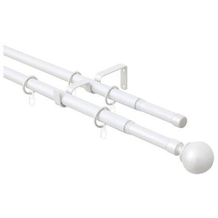 карниз телескоп. 2-рядный ARTTEX 160-300см 16/19мм белый наконечник шар, арт.15.101 карниз 2 рядный уют 28мм 300см арт 2005760