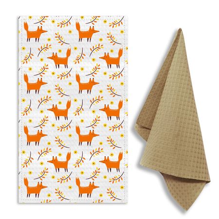 комплект полотенец кухонных.ваф. Лис и рябина 35х60см 2шт бежевый, арт. НК-46В20-Лисы комплект полотенец кухонных ваф таксы 35х60см 2шт   арт лв 308 таксы