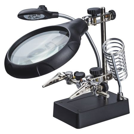 лупа для пайки ОНЛАЙТ с держателем и подсветкой светодиодные линзы qingying 13 мм