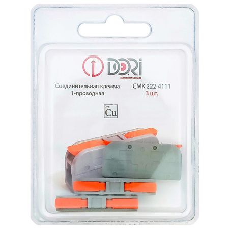 клемма проходная DORI с рычажком 1х4мм.кв 3шт серый клемма соединительная navigator 2х2 5кв мм 50шт серый