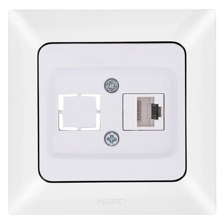 розетка компьютерная 2 пост NE-AD Aras гнездо с заглушкой белый