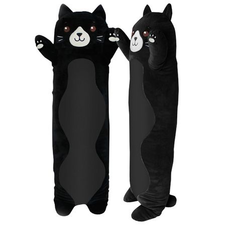 подушка декоративная валик Кот вертикальный 81х21см черная, арт.ПД-Кот вертик Ч для подушки yierninl с принтом животные и зебра 45x45 см