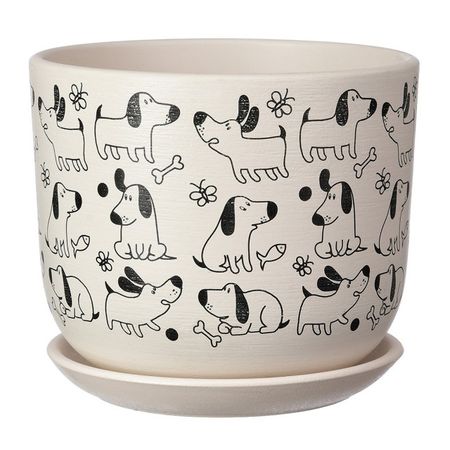 горшок керамический с поддоном собаки белый бук 1,6 л винтажная медная фигурка собаки