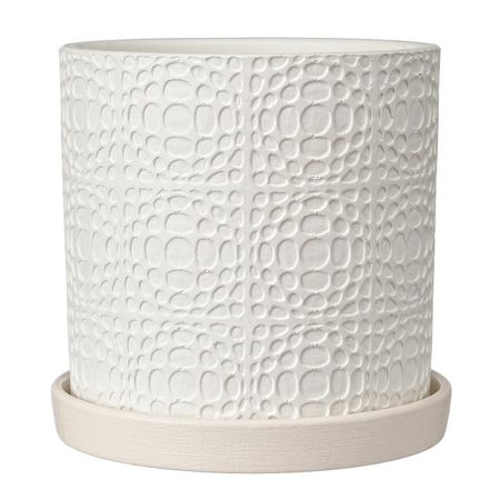 горшок бетонный с поддоном  иллюзия белый цилиндр 1,82 л ковёр faviora 3d иллюзия собака