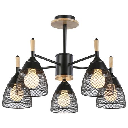 люстра потолочная Jupiter Lighting  Амбрелла 5х60 Вт Е27 металл, дерево люстра потолочная eglo maserlo 5х60 е27 металл кремово   текстиль капучино