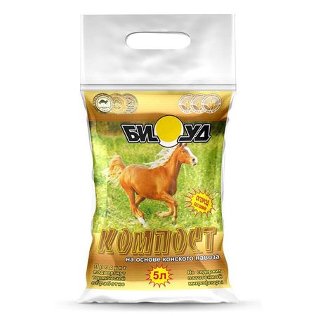 удобрение органическое Биуд-Компост марки КОН (конский) 5 л удобрение органическое конский навоз в гранулах 2 л