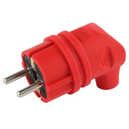 вилка угловая каучук ЭРА с заземлением 16А IP44 красная вилка штепсельная ne ad 16а 250в ip44 прямая с з евро каучук красный