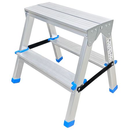 стремянка двухсекционная LADDERBEL с алюминиевыми ступенями 2 ступени стальная стремянка односекционная ladderbel 4 ступени ная