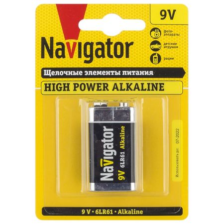батарейка NAVIGATOR High Power 6LR61 алкалиновая 1шт батарейка navigator ааа алкалиновая 12шт